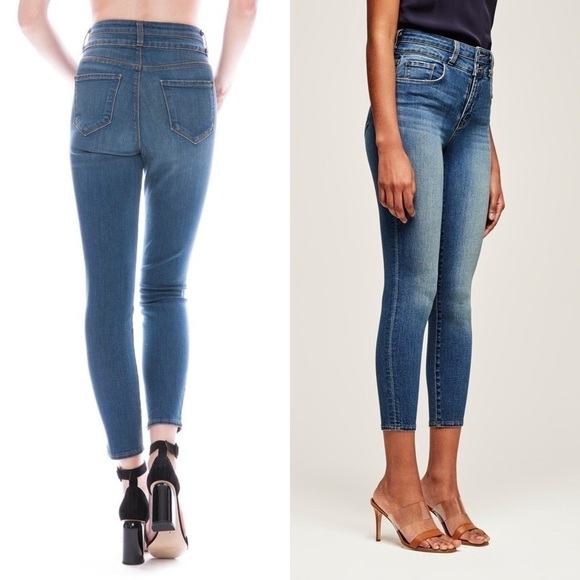 NEW L’AGENCE High Rise Stacked Waist Double Button Denim Skinny Ankle Jean 24 - Picture 3 of 12